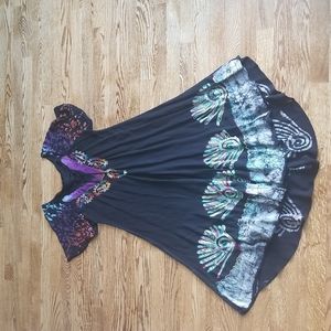 (OS) Shiva Fashions Slightly Sheer 100% Rayon Swim Coverup Beach Embroidered